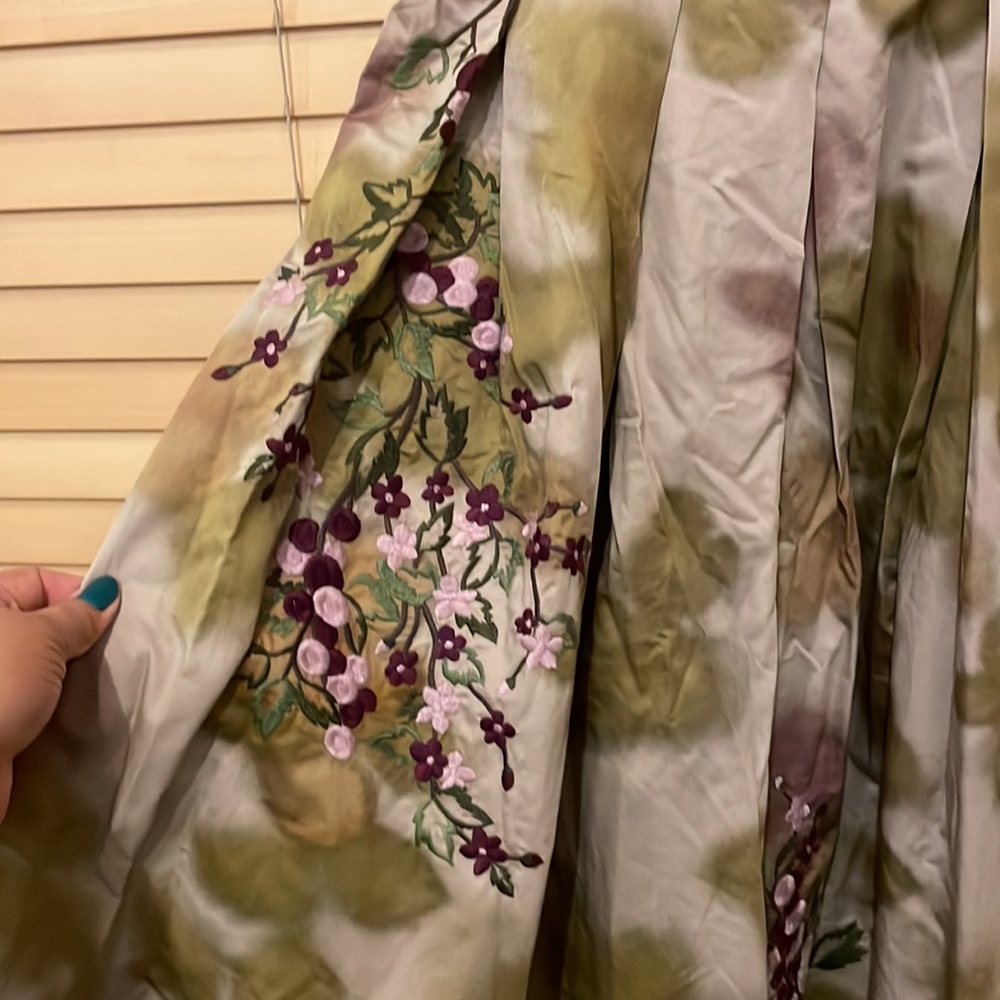 Floreat for Anthropologie Floral Embroidered Green Dress - Picture 6 of 14